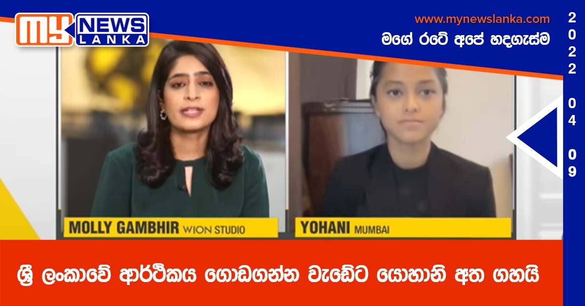 ශ්‍රී ලංකාවේ ආර්ථිකය ගොඩගන්න වැඩේට යොහානි අත ගහයි