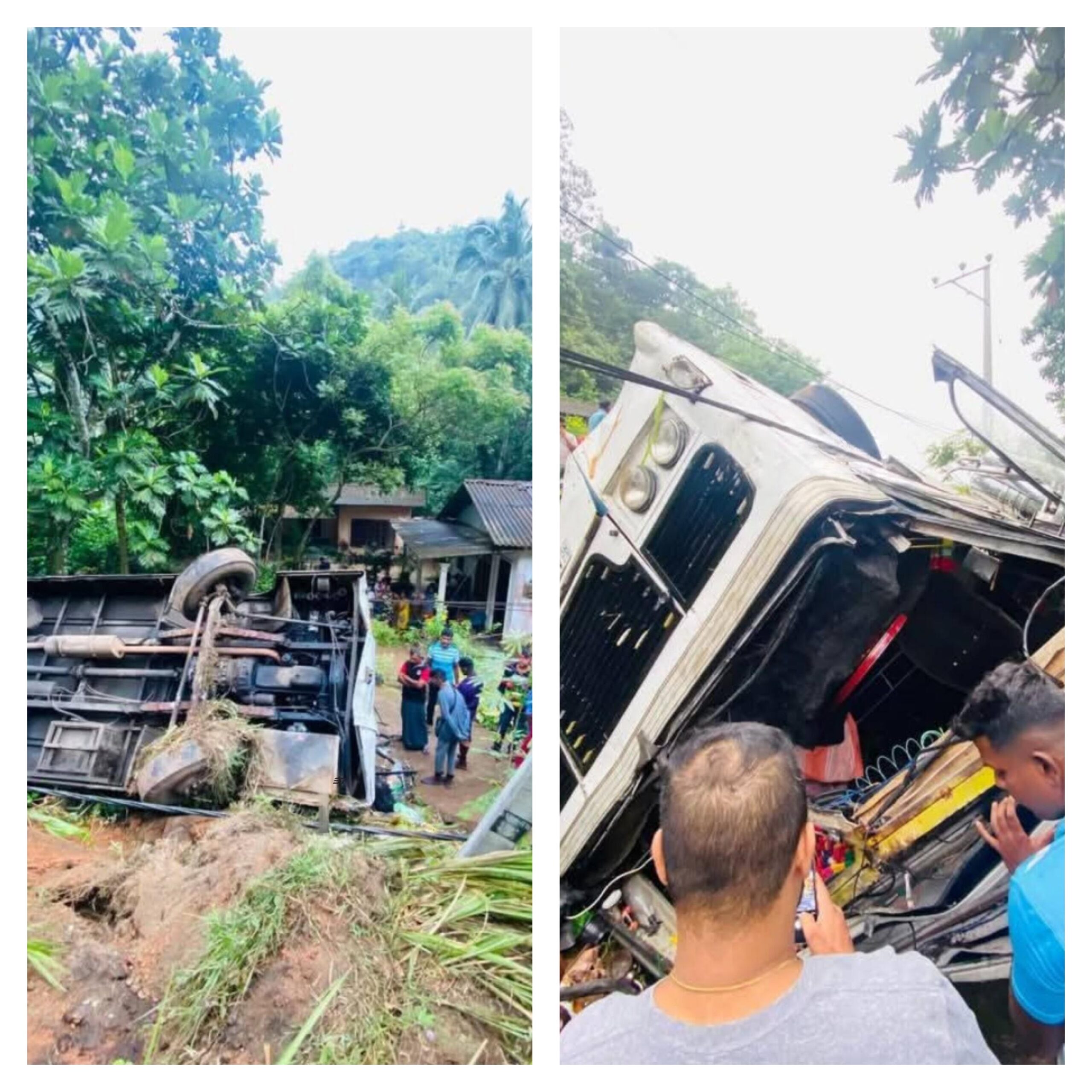 ඇඟලුම් සේවකයින් රැගත් බස් රථයක් ප්‍රපාතයකට පෙරළෙයි (Photos)